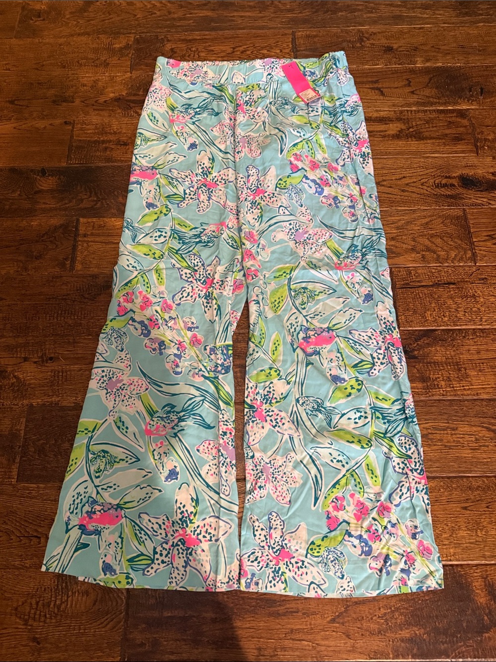 Lilly Pulitzer Aqua Floral Wide-Leg Girls' Pants